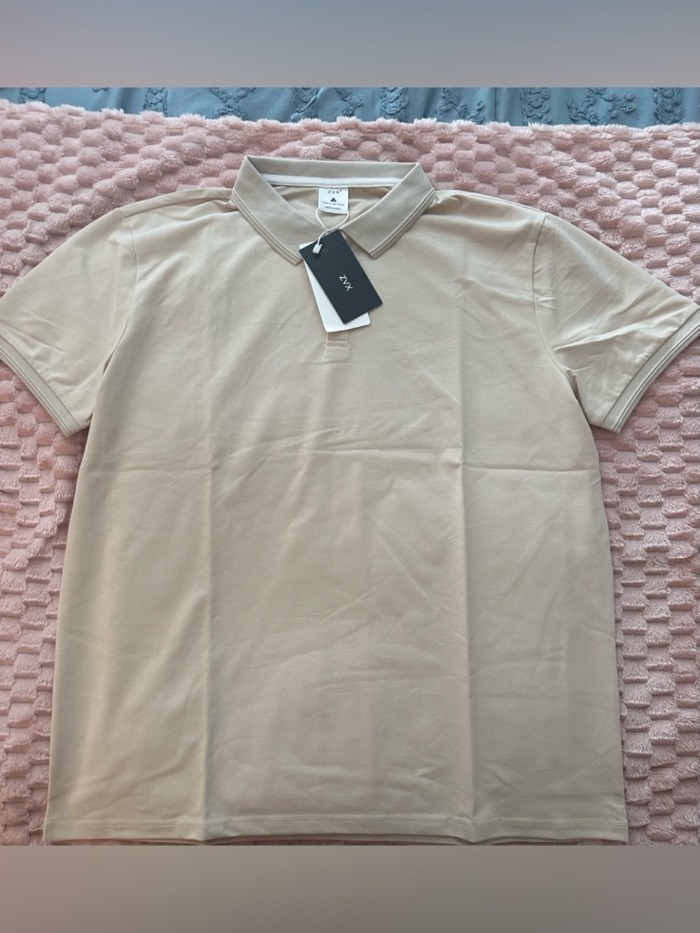Men Classic Pique Polo Shirt in Beige